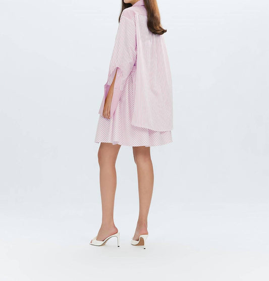 Theo The Label - Echo Box Pleat Striped Short Skirt