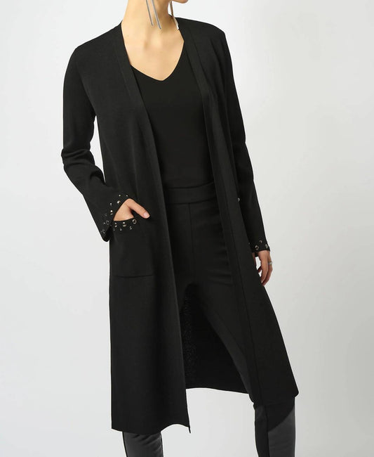 Joseph Ribkoff - Studded Long Sweater Knit Cardigan