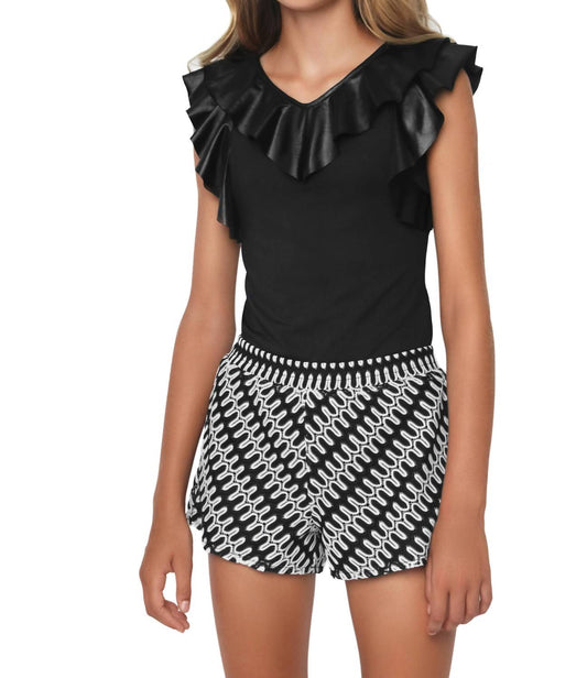 Mia - Girls' V-neck Ruffle Bodysuit