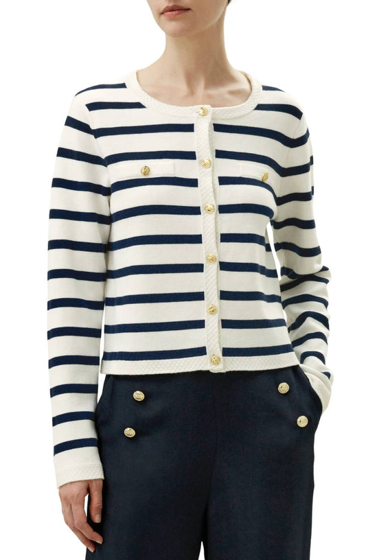 Lilysilk - Gariana Striped Wool Cardigan