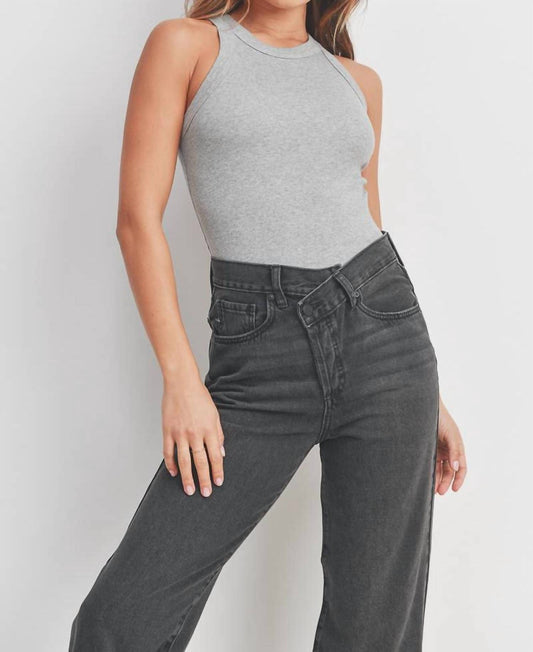 Just Black Denim - High Rise Criss Cross Straight Leg Jeans