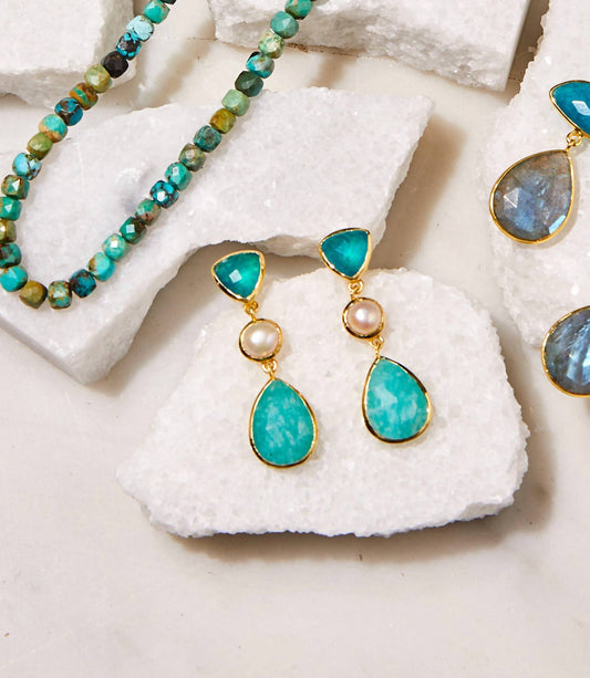 Schmuckoo - Gemstone And Pearl Earrings