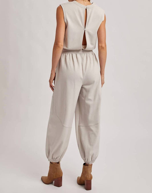 Bluivy - Women's Drawstring Waist Sleeveless Knit Active Jumpsuit