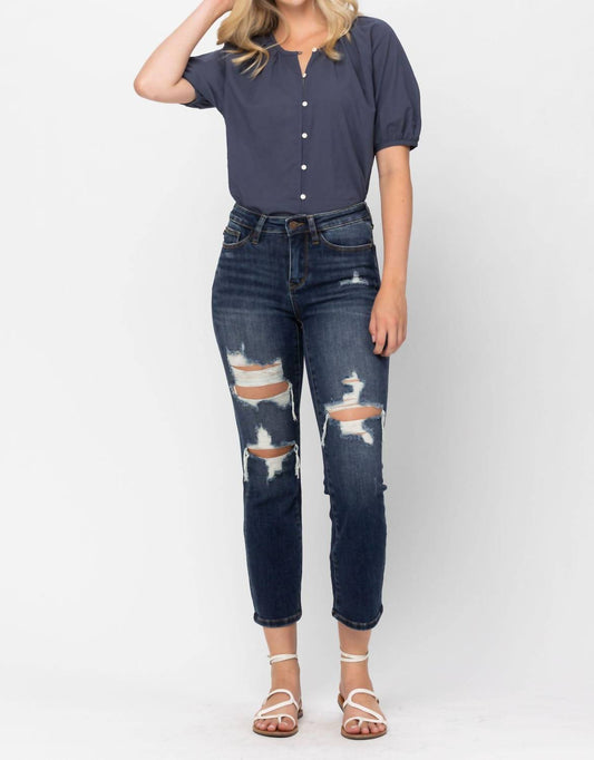 Judy Blue - Mid Rise Crop Leg Straight Jean