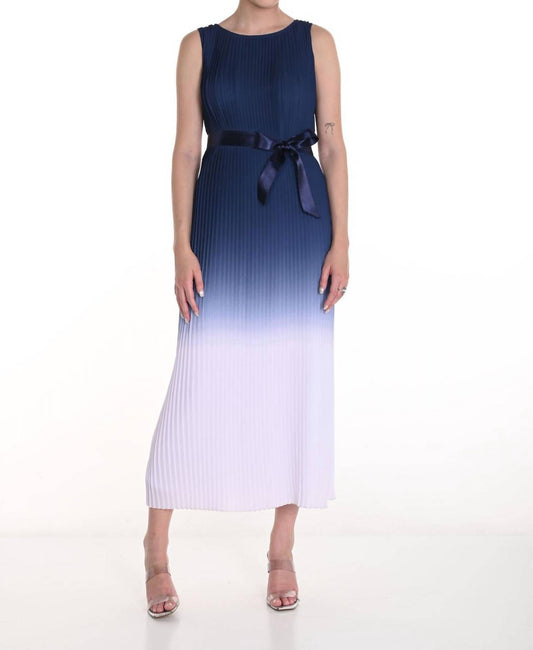 Frank Lyman - Pleated Sleeveless Dress With Ribbon Style