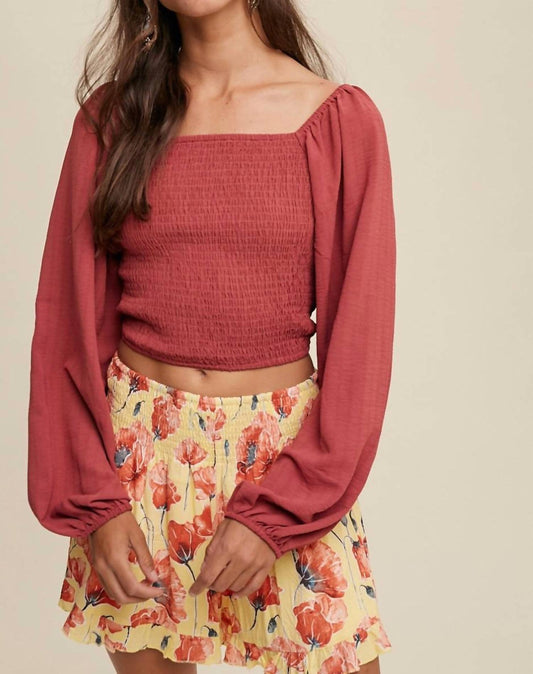 Listicle - Smocked Square Neck Top