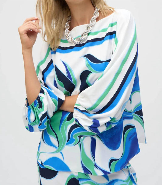 Joseph Ribkoff - Abstract Print Boat Neck Top