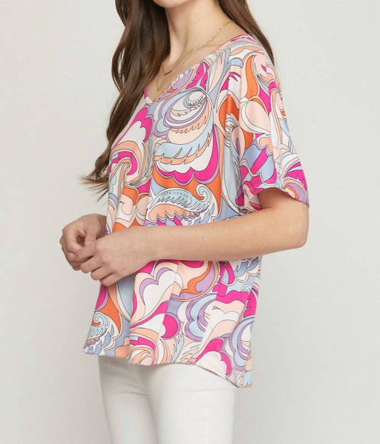 Entro - Abstract V-neck Top