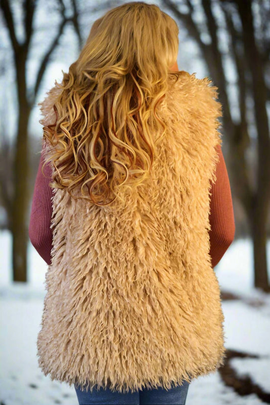 Way - Mongolian Lamb Faux Fur Lapel Vest