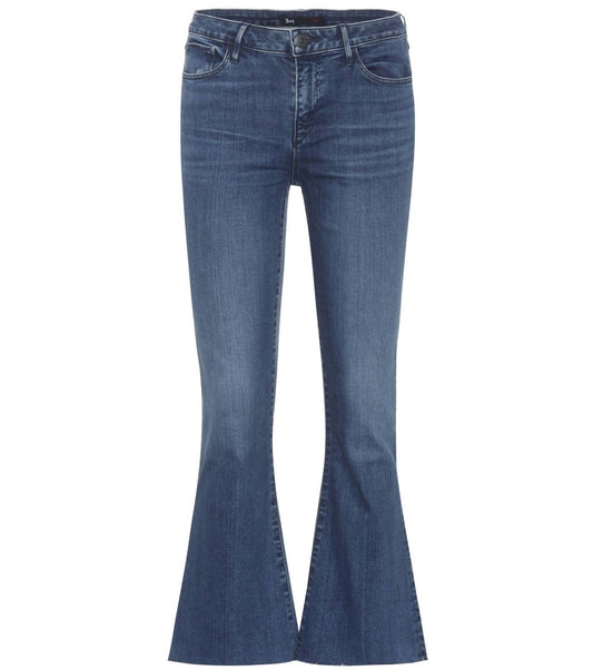 Women's W25 Midway Extreme Cropped Jeans Fringed Edges Denim Pants