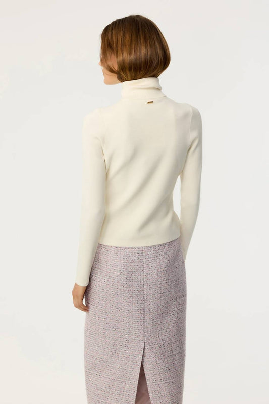 Toccin - Brielle Long Sleeve Tie-front Turtleneck Top