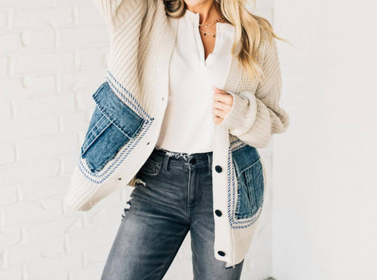 Ee:Some - Denim Pocket Cardigan