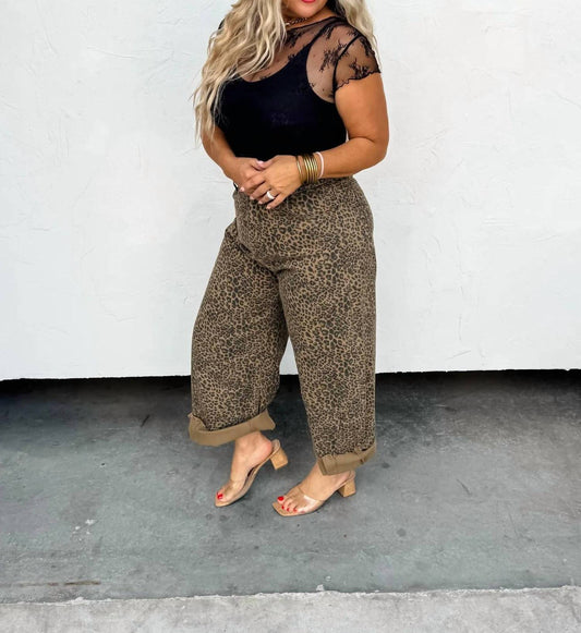 Blakeley - Cheetah Print Barrel Leg Jeans