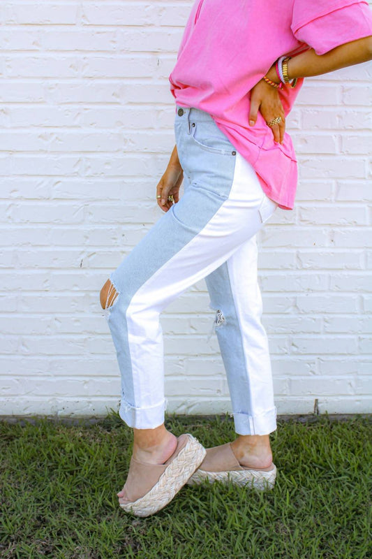 Hidden - Tracey Two Tone Straight Leg Jean