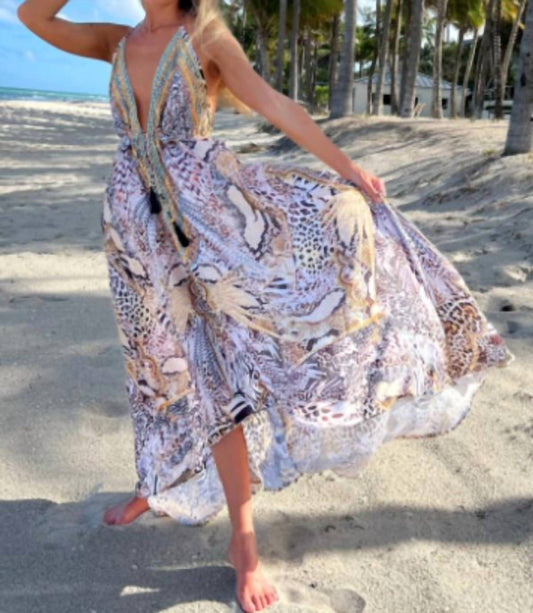 HIPPIE BACKLESS HALTER MAXI DRESS