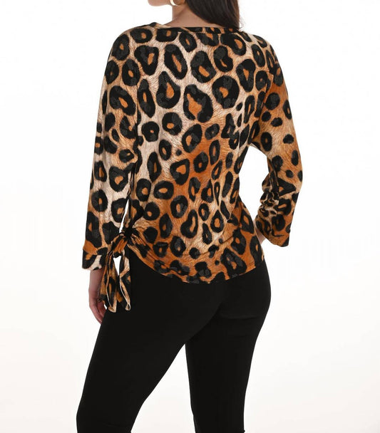 Frank Lyman - Leopard Print Boat Neck Pullover