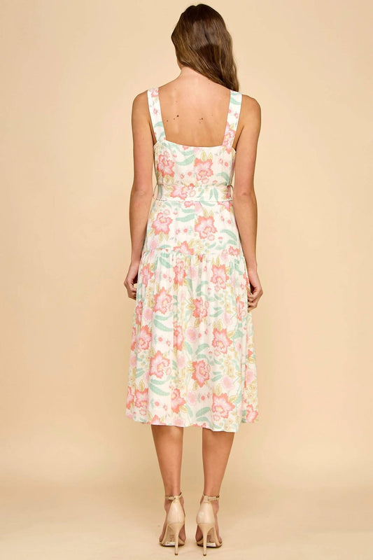 Tcec - Darling Moment Floral Button Down Midi Dress