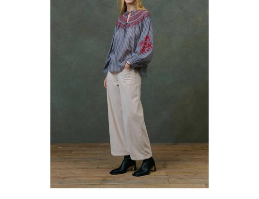 Louise Misha - Striped Cotton Voile Blouse