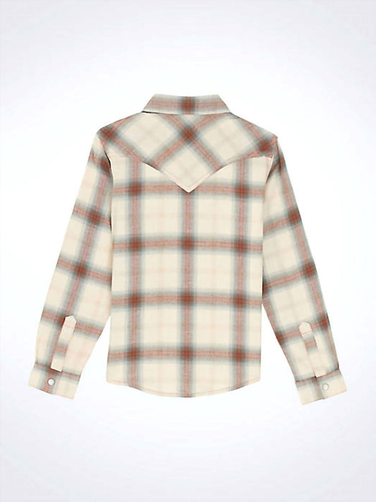 Wrangler - GIRL'S FLANNEL PLAID WESTERN SNAP SHIRT
