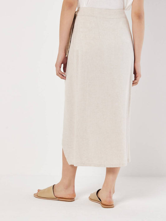 Apricot - Linen Mix Cargo Wrap Skirt