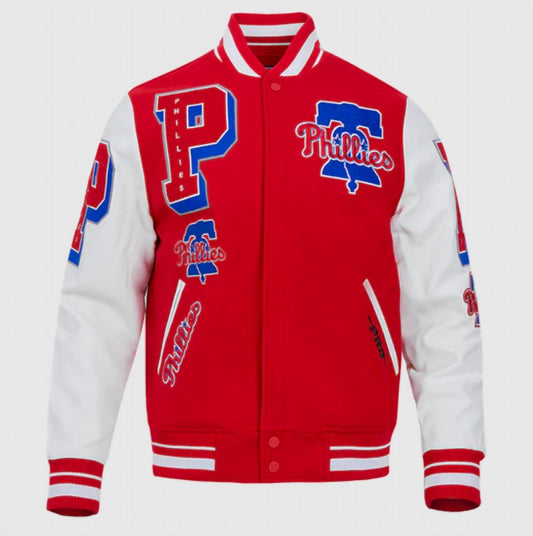 Pro Standard - Men's Mlb Philadelphia Phillies Mashup Rib Wool Varsity Jacket