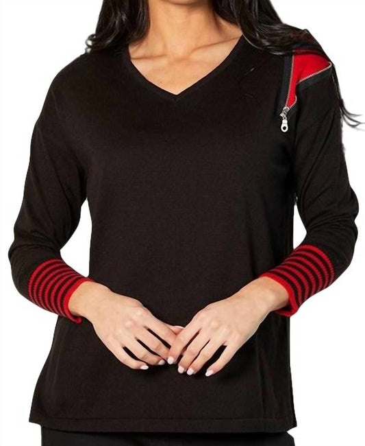V-Neck Zipper Sweater