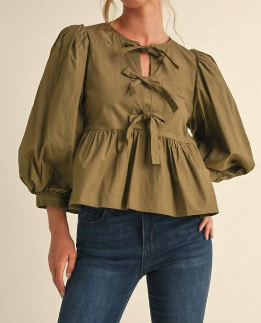 Jodifl - Betty Bow Ties Peplum Top