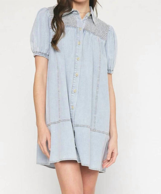 Entro - Denim Smocked Dress