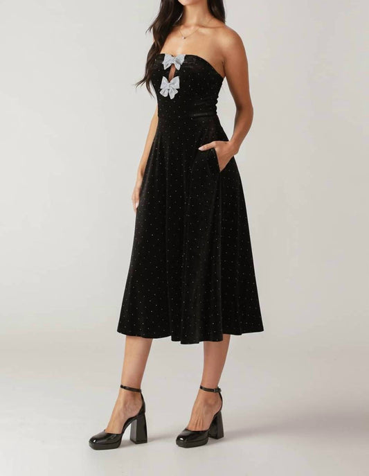 Flying Tomato - Embellished Velvet Midi Dress