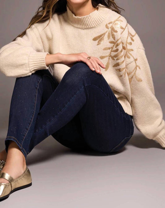 Tribal - Audrey Glitter Mid Rise Pull-on Slim Ankle Pant Jeans