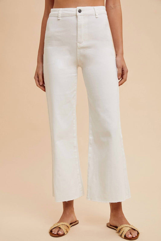Anniewear - Wide Leg Cropped Denim Jeans