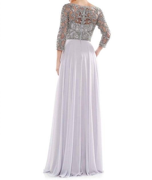 Marsoni By Colors - Beaded Applique Chiffon Dress