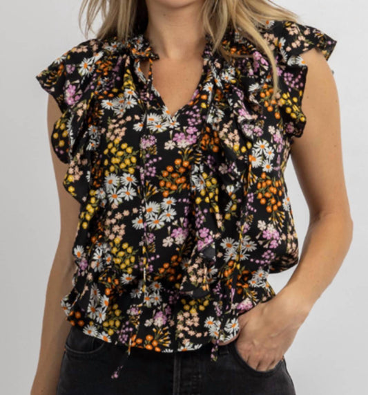 LYLAH FLORAL RUFFLED SLEEVE BLOUSE