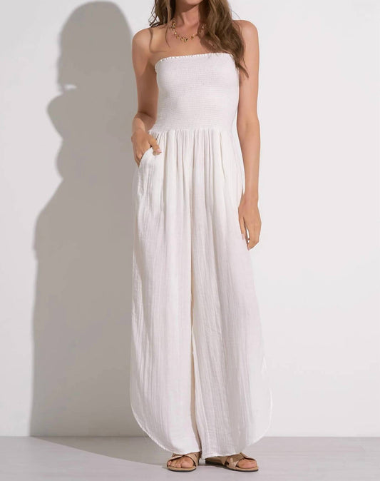Elan - Smocked Gauzy Jumpsuit