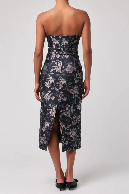 Lulus - Perla Jacquard Strapless Midi Dress
