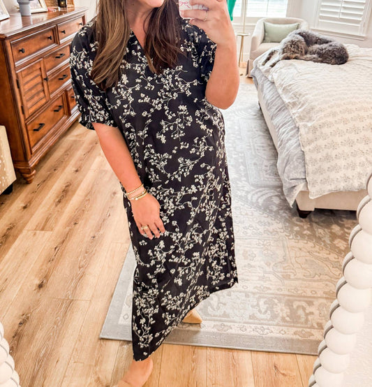 Entro - Midnight Floral Midi Dress