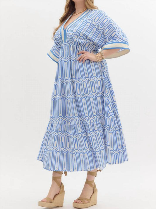 Entro - Abstract V-neck Maxi Dress