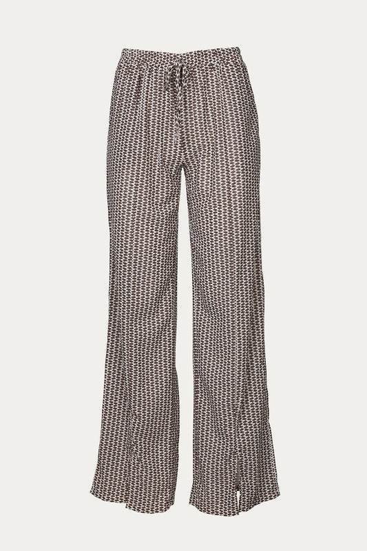 RELAXED SLIT-HEM PRINTED JERSEY PANT