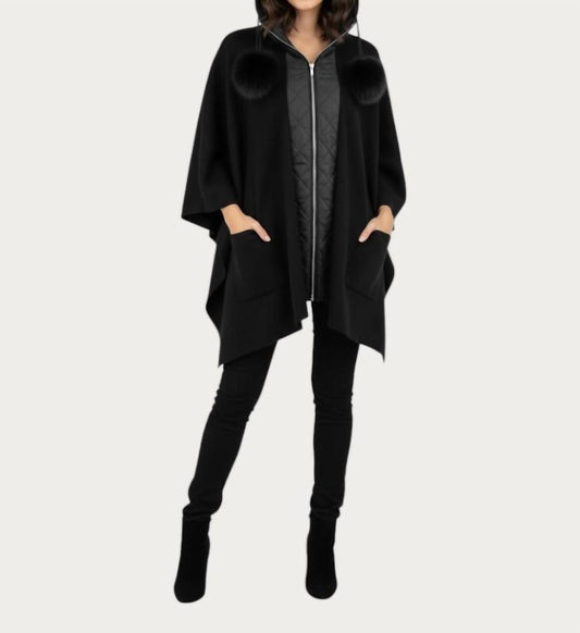Mitchie'S Matchings - Poncho With Hood And Fox Poms