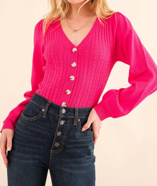 And The Why - Cable Knit Button Down Sweater Bodysuit