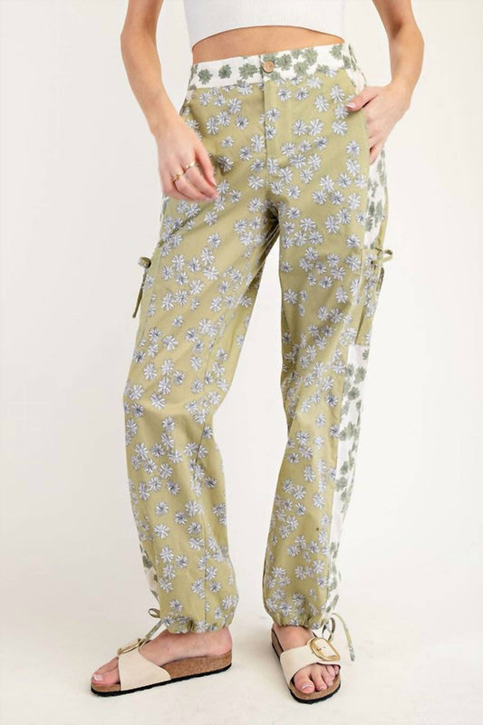 Ee:Some - Amelia Printed Color Block Pants