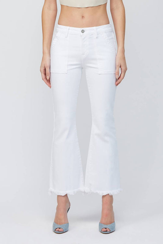 Hidden - Cargo Pocket Cropped Flare Jeans