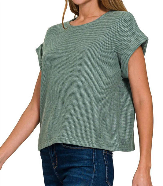 Zenana - Short Sleeve Crew Neck Sweater