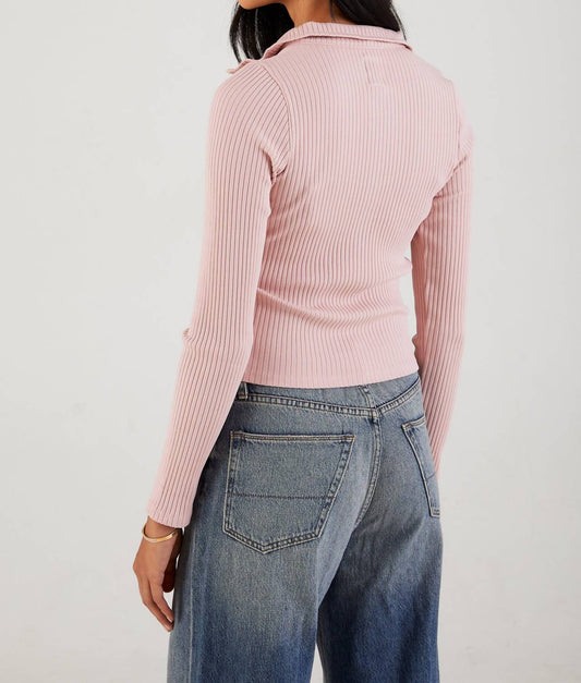 Nsf - Aii Rib Long Sleeve Crop Snap Polo