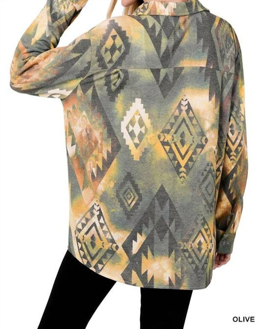 Zenana - Soft French Terry Aztec Shacket