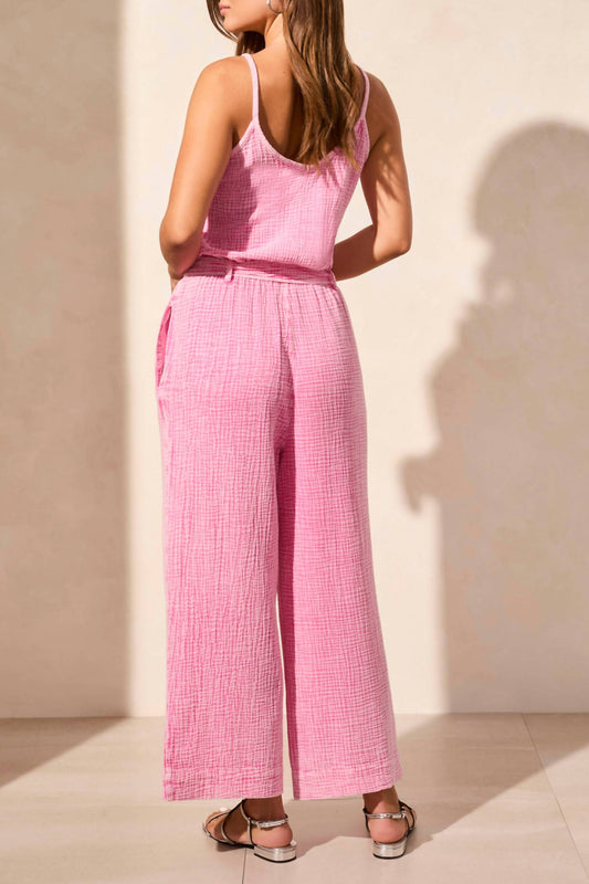 Tribal - Cotton Gauze Wide Leg Jumpsuit