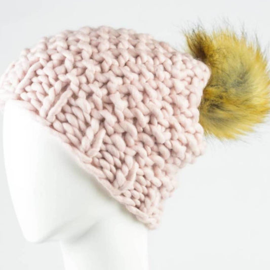 Leto - Women's Oversized Chunky Knit Pom Pom Beanie