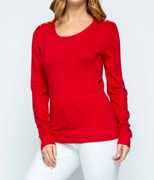 Cielo - Button Shoulder & Sleeve Sweater