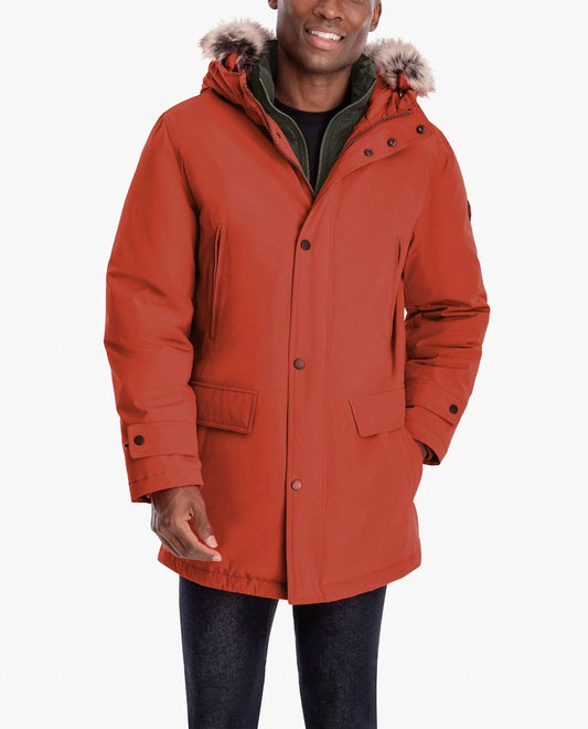 London Fog - London Fog Artic Parka With Removable Faux Fur Trim On Hood
