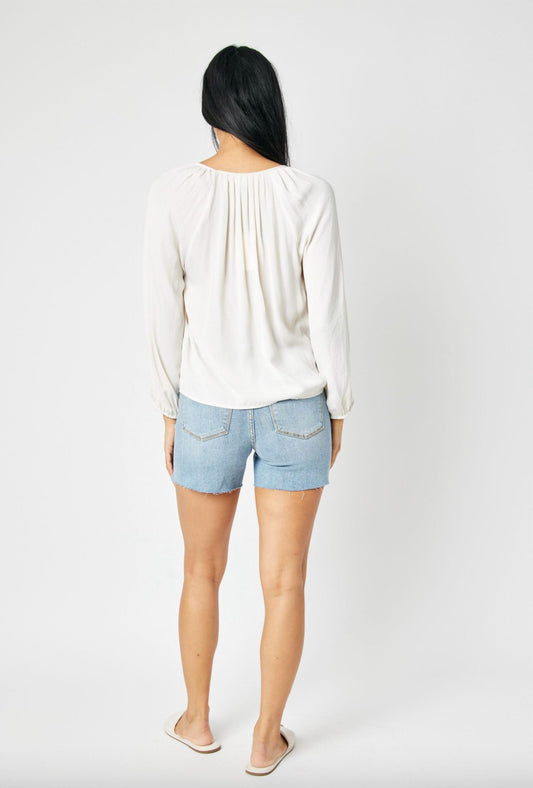 Judy Blue - Cut Off Side Slit Jean Shorts